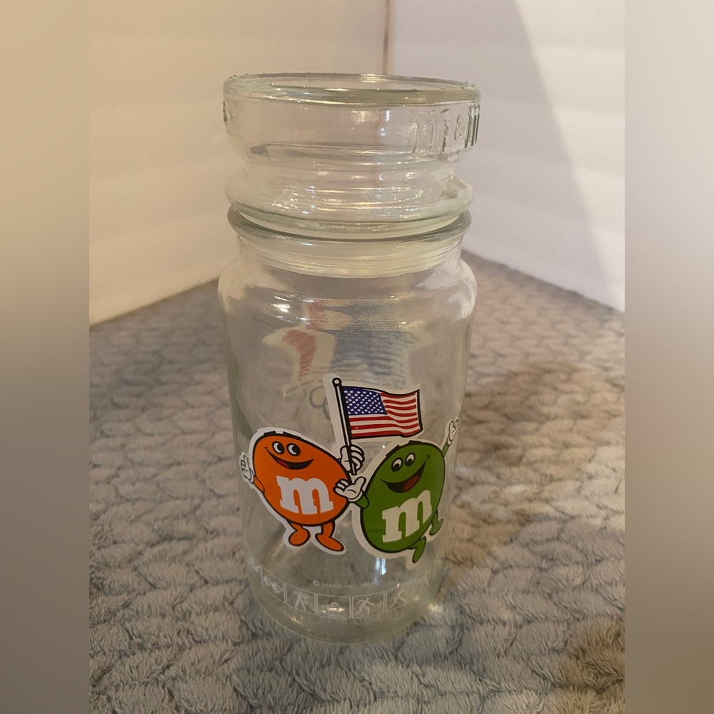 Vintage M&M's Olympic Glass  Jar From 1984 Los Angeles Olympics- Anchor Glass